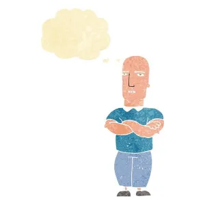 Balloon Prints: cartoon annoyed bald man with thought bubble