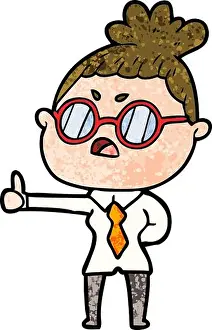 Spectacles Prints: cartoon annoyed woman