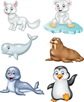 Floe Prints: Cartoon arctic animals collection set