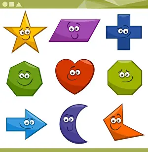 Comics Prints: Cartoon Basic Geometric Shapes