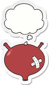 Decal Prints: cartoon bladder with thought bubble as a printed sticker
