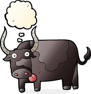 Thought Bubble Prints: cartoon bull with thought bubble