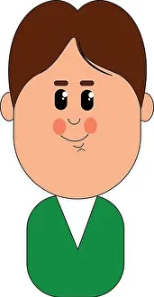 Vector Vectors Prints: Cartoon character of a boy in a green shirt has a big face