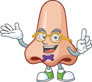 Clever Prints: Cartoon character design of Geek nose wearing weird glasses