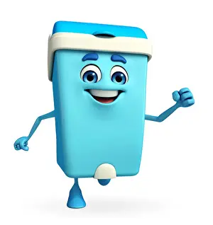 Dump Prints: Cartoon Character of Dustbin is running