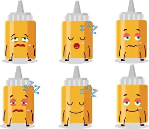 Yawn Prints: Cartoon character of mayonaise bottle with sleepy expression