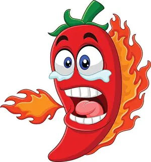 Suffering Prints: Cartoon chili pepper breathing fire