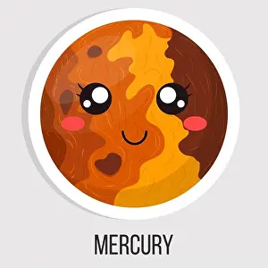 Mercury Prints: Cartoon cute mercury planet isolated on white background