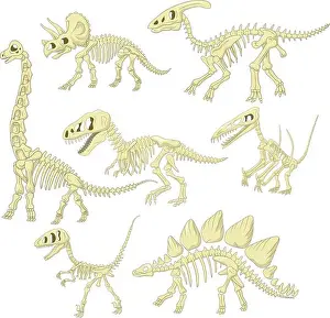 Giant Prints: Cartoon dinosaurs skeleton collection set