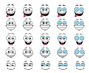 Eyebrow Prints: Cartoon face and blink laugh giggle eye animation