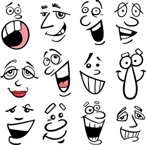 Feel Prints: Cartoon faces and emotions for humor or comics design