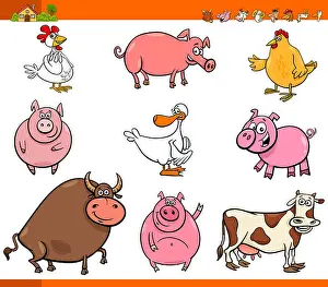Hoof Prints: cartoon farm animal characters collection