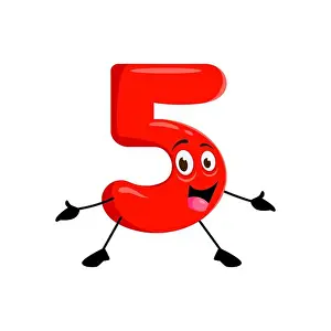 Numeral Prints: Cartoon funny math number five character