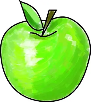 Eps10 Prints: Cartoon green apple made with drawing brush