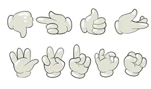 Cursor Prints: Cartoon hands in gloves flat icon set