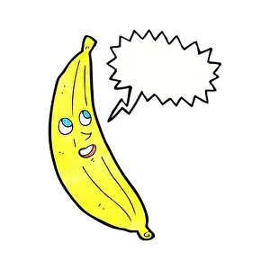 Cartoon Bubble Prints: cartoon happy banana with speech bubble