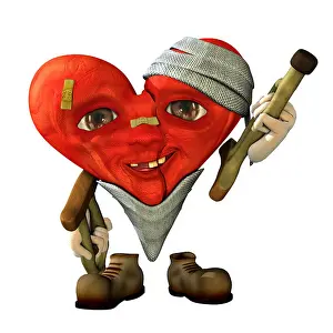Bandage Prints: A cartoon heart character that's hurt