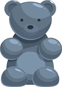 Indulgence Prints: Cartoon illustration of a cute gummy bear candy sitting down with a smile