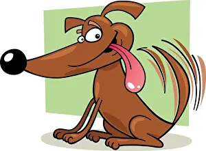 Toon Prints: cartoon Illustration of dog wagging his tail