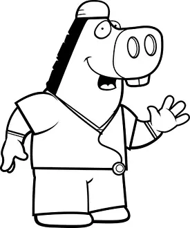Donkey Prints: A cartoon illustration of an donkey doctor in scrubs