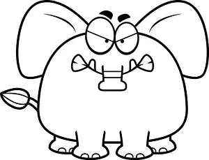 Tusks Prints: A cartoon illustration of an elephant looking angry