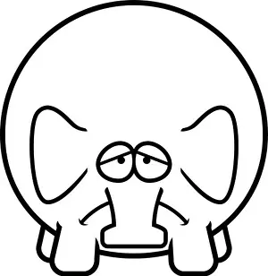 Frown Prints: A cartoon illustration of an elephant looking sad