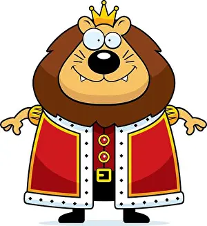 Robes Prints: A cartoon illustration of a lion king with a crown and robes