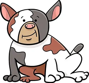 Cartoon Character Prints: Cartoon Illustration of Spotted Bulldog Dog Animal Character