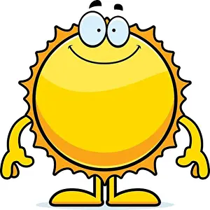 Celestial Body Prints: A cartoon illustration of the Sun looking happy
