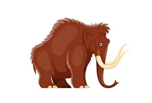 Herbivorous Prints: Cartoon mammoth animal character