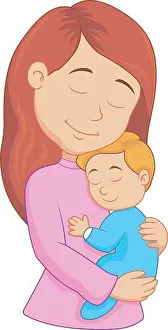 Mommy Prints: Cartoon mother holding her son