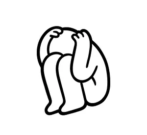 Despair Prints: Cartoon person curled up hiding face
