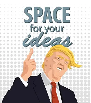 Republican Prints: Cartoon Portrait of Donald Trump Giving A Speech