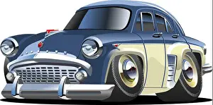 Fashioned Prints: Cartoon retro car isolated on white background
