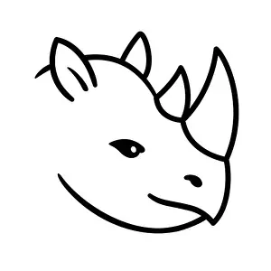 Rhinoceros Prints: Cartoon rhino head. Rhinoceros face drawing
