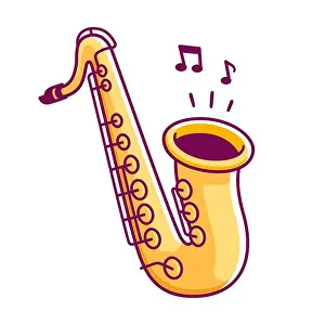 Blues Prints: Cartoon saxophone drawing. Isolated vector clip art illustration