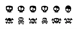 Crossed Prints: Cartoon skull. Vector collection