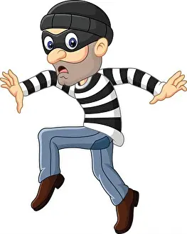 Bandit Prints: Cartoon Thief walking carefully