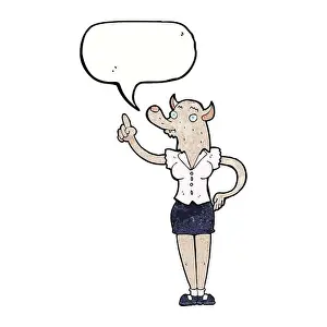 Balloon Prints: cartoon werewolf woman with idea with speech bubble