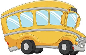 Cartoon yellow bus on white background