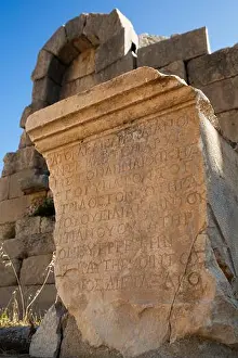 Travelers Prints: Carved Inscriptions, Greek Theater