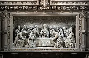 Stone Sculpture Prints: Carved stone reredos, 'The Last Supper'