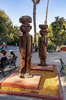 Copyright Jon G Fuller Jr Prints: Carved wooden Chemamull statues were grave markers of the indigenous Mapuche people