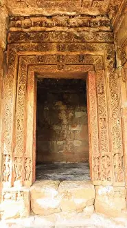 Gujarat Prints: Carving on entrance. Door. Of shrine
