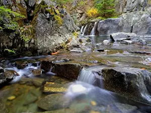 The cascading water of Lightning Creek located in north Idaho