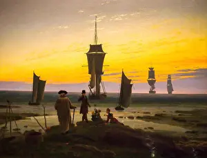 1830s Prints: Caspar David Friedrich, The Stages of Life, painting in oil on canvas, circa 1834