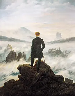 Circa Prints: Caspar David Friedrich, Wanderer above the Sea of Fog, Romanticism painting, circa 1817