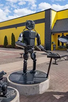 Tennessee Prints: Cast iron robot sculptures at the entrance to the Lodge Museum of Cast Iron and factory store in South Pittsburg