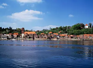 Elbe Prints: castle Laun Launburg Elbe panorama Germany Europe Schleswig Holstein Elbe town view