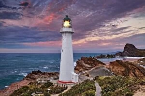 Images Dated 12th April 2014: Castle Point Lighthouse, sunrise, Wairarapa, New Zealand